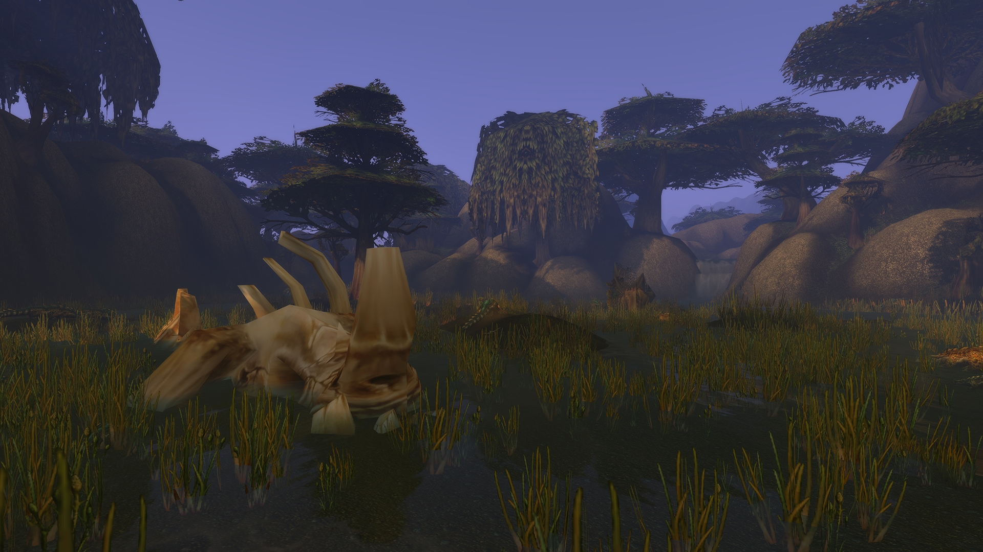 Giant fossils rise from the wetlands.
